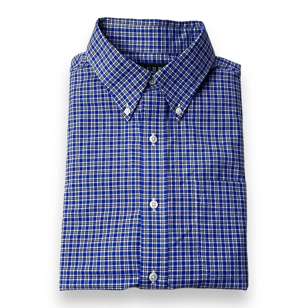 Lauren Ralph Lauren Shirt Mens 16 Blue Classic Fit Plaid Long Sleeve Button Down